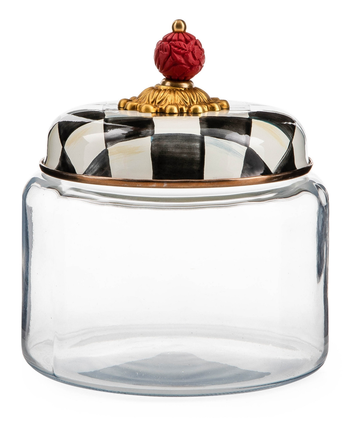 Mackenzie-Childs Courtly Check Small Kitchen Canister - Black/White | Macy's