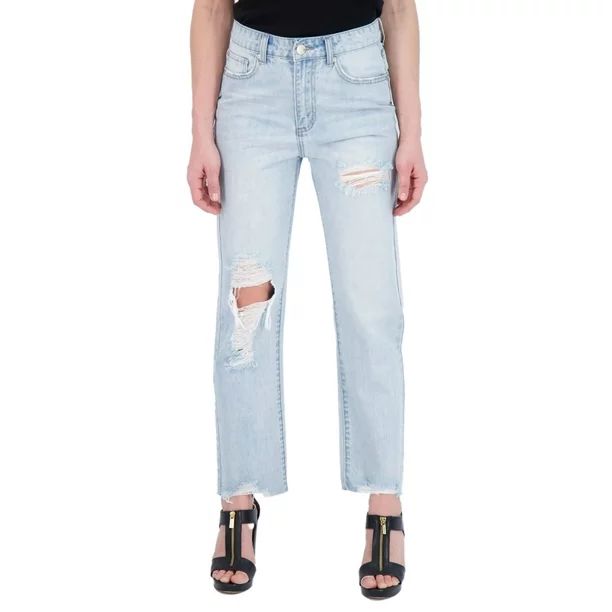 Gogo Jeans Juniors Straight Leg Jean with Knee Cutout | Walmart (US)