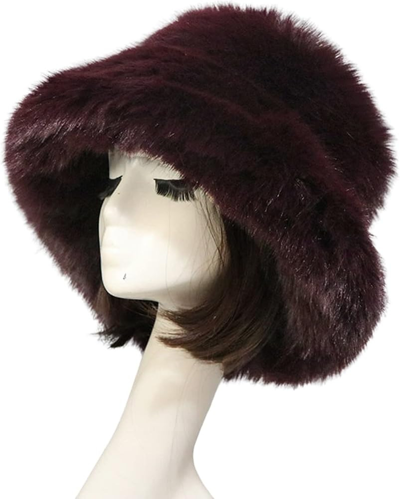 Altsuceser Furry Bucket Hat, Winter Faux Fur Warmer Fisherman Cap Fluffy Wide Brim Bucket Hats | Amazon (CA)