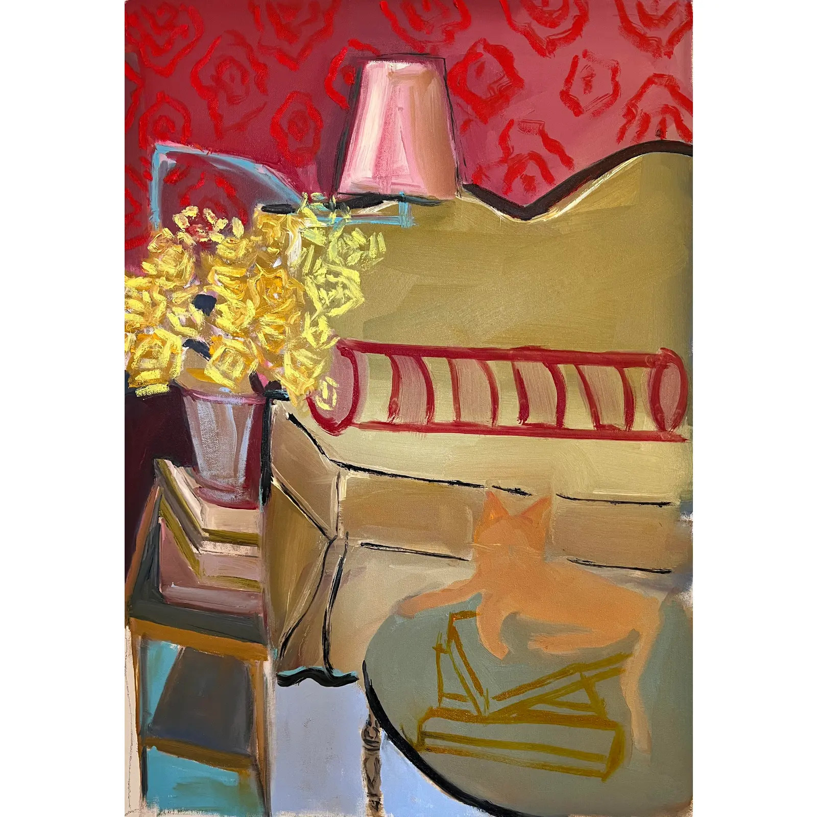"Ginger Cat" Abstract Painting by Artist Shann Spishak | Chairish