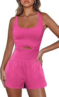 Nirovien Womens Workout Onesie One Piece Yoga Rompers Gym Short Jumpsuits Exercise Bodycon Outfit... | Amazon (US)