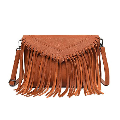 Fringe Crossbody Purse for Women, Vintage Leather Western Boho Purse, Tassel Small Handbag Shoulder Bag | Amazon (US)