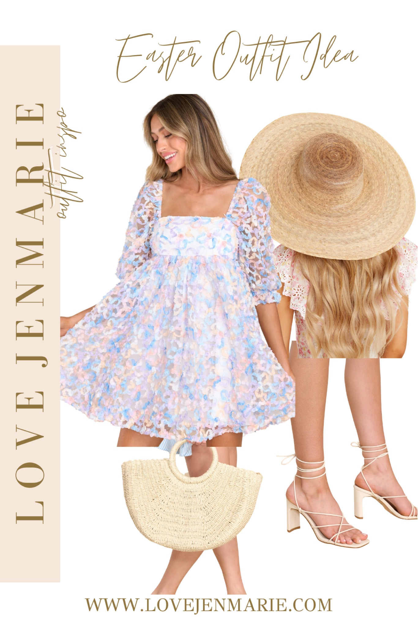 Easter Outfit Ideas, affordable easter outfit, Easter dress, spring dresses, spring straw bag, spring fashion, spring heels, lack of color hat, boater hat, wide brim hat, summer outfit ideas, red dress boutique, church dress, brunch outfits, bohemian, cottage core, resort 