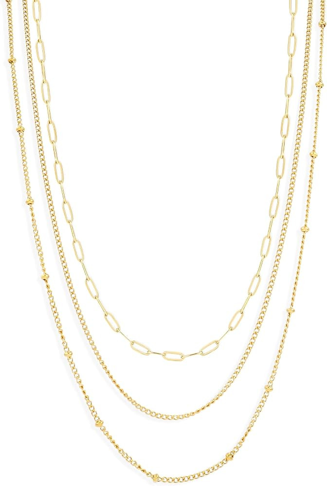 CONRAN KREMIX Waterproof Gold Necklace Layered Necklaces for Women Non Tarnish,18k Gold Plated St... | Amazon (US)