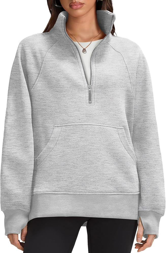 OFEEFAN Quarter Zip Sweatshirts For Women Pullover Oversized Hoodies Sweaters Fall Outfits Winter... | Amazon (US)