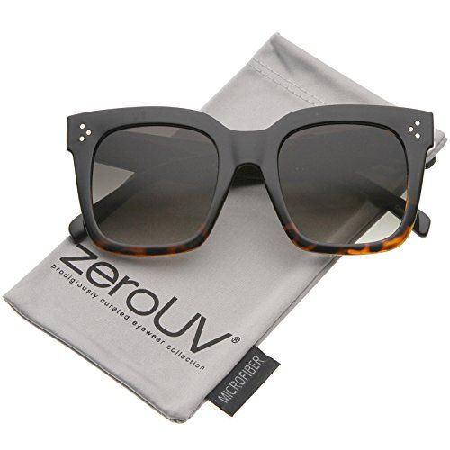 zeroUV - Modern Two-Toned Bold Frame Square Horn Rimmed Sunglasses 50mm (Black-Tortoise Fade / Laven | Amazon (US)