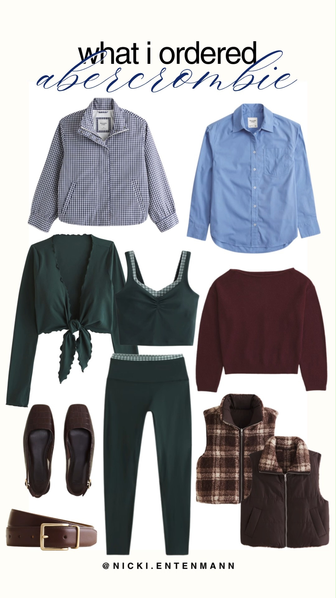 Here is an overview of this new Abercrombie haul.

This collection highlights rich forest green, deep burgundy, brown, and soft blue tones across cozy layering pieces, everyday activewear, and classic accessories. It brings a refined, preppy edge to your seasonal wardrobe.

#abercrombie #abercrombiestyle #whatiordered #abercrombiehaul #fallfashion #preppycasual #everydaystyle 

 #LTKootd #LTKfitnessgoals #LTKActive