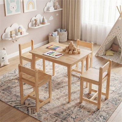 5-Piece Kids Wooden Table and Chair Set with 4 Chairs, Activity Furniture for Learning, Dining & Playroom, Ages 4+ | Target