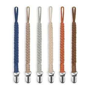 POKIPAW Pacifier Clip for Boys and Girls, 6 Pack Baby Pacifier Holder Leash 100% Handmade Braided... | Amazon (US)