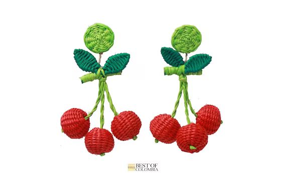 Iraca/ Straw Cherry Earrings | Etsy | Etsy (US)