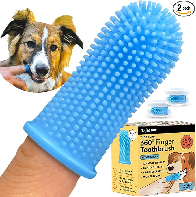 Jasper Dog Toothbrush, 360 Dog Tooth Brushing Kit, Finger Toothbrush, Cat Tooth Brush, Teeth Clea... | Amazon (US)