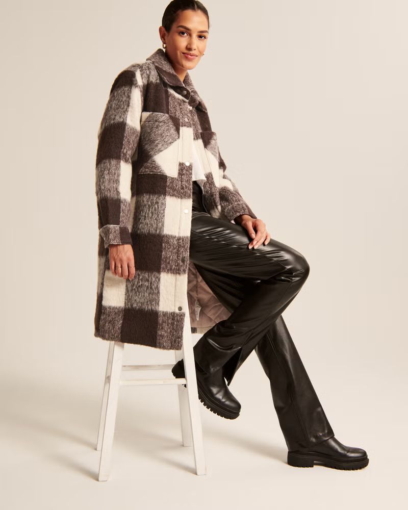 Women's Winterized Wool-Blend Shirt Jacket | Women's | Abercrombie.com | Abercrombie & Fitch (US)