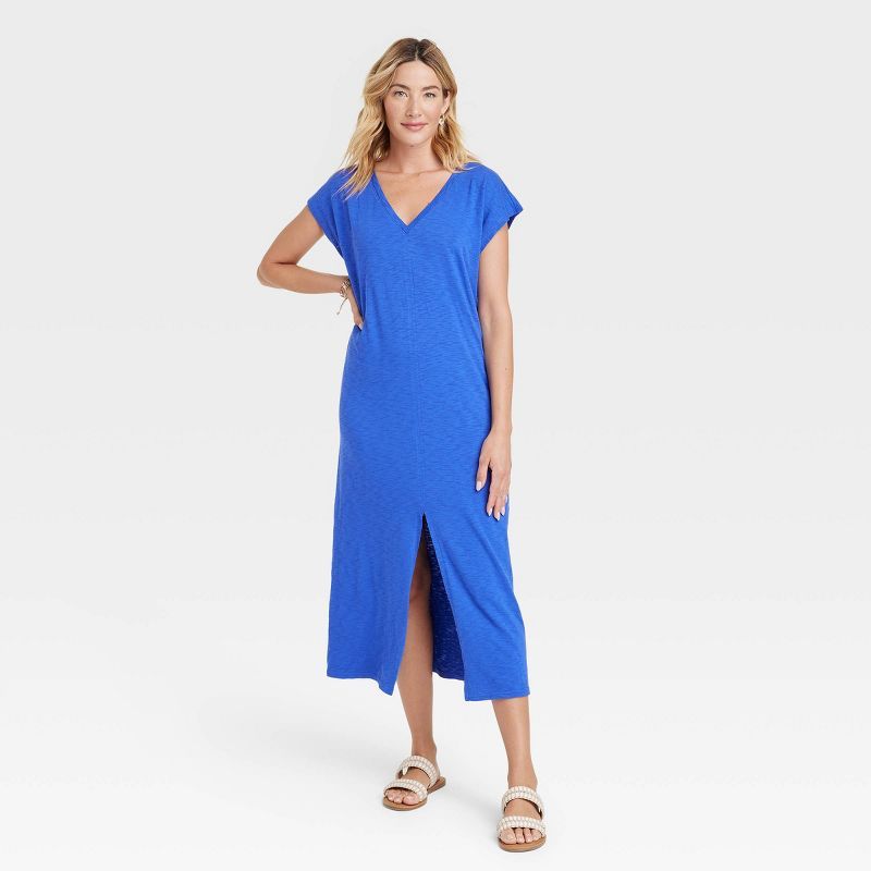 Women's Short Sleeve V-Neck Knit Midi Shirtdress - Universal Thread™ | Target