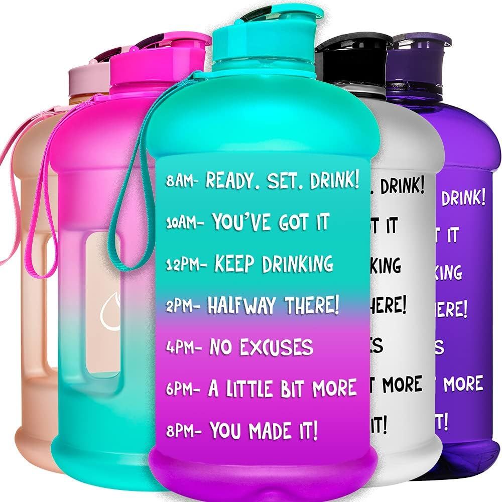 HydroMATE Half Gallon 64 oz Motivational Water Bottle with Time Marker Large BPA Free Jug with Ha... | Amazon (US)