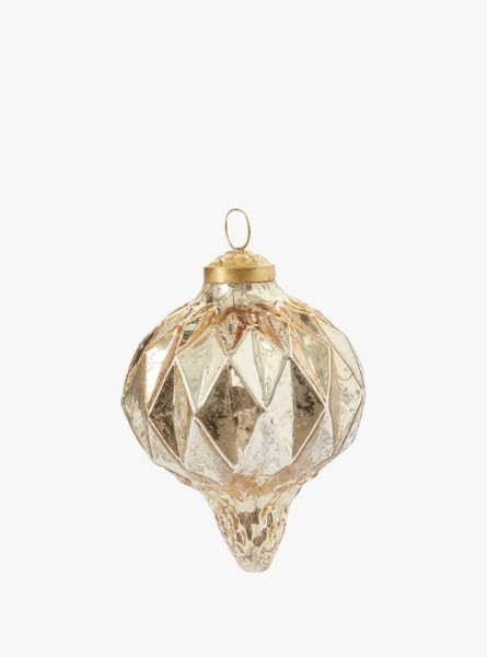Mercury Glass Jaunty Gold Ornaments, Vintage-Inspired Crackled Glass Christmas Decorations, Set o... | Amazon (US)