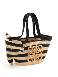 X Paula's Ibiza Small Elephant Grass Striped Basket Bag Natural And Black | The Webster