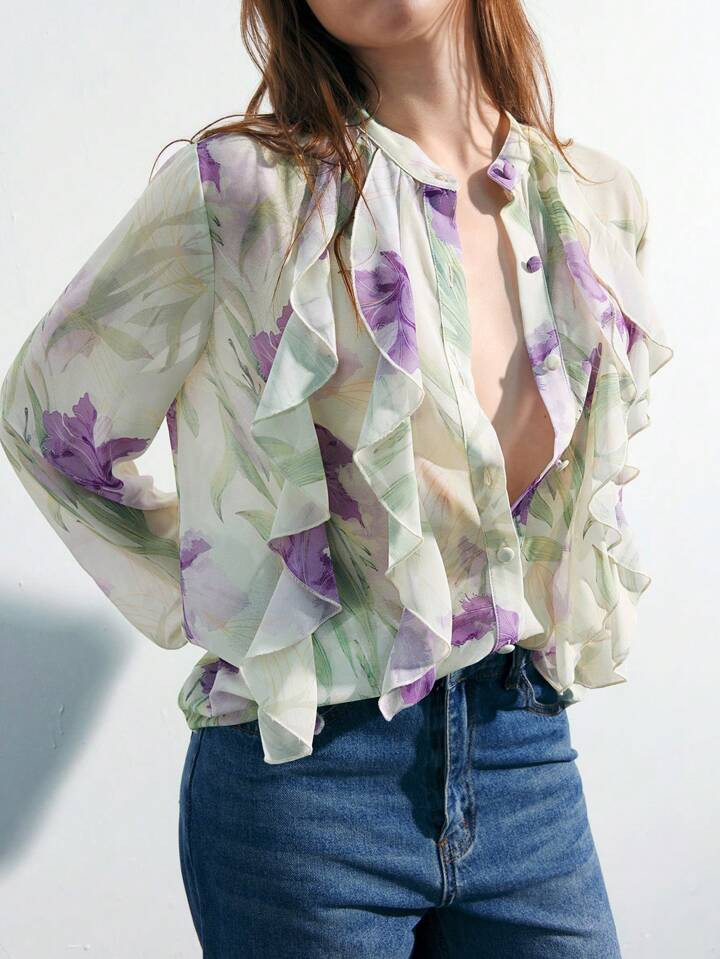 Floral Ruffle Blouse | SHEIN