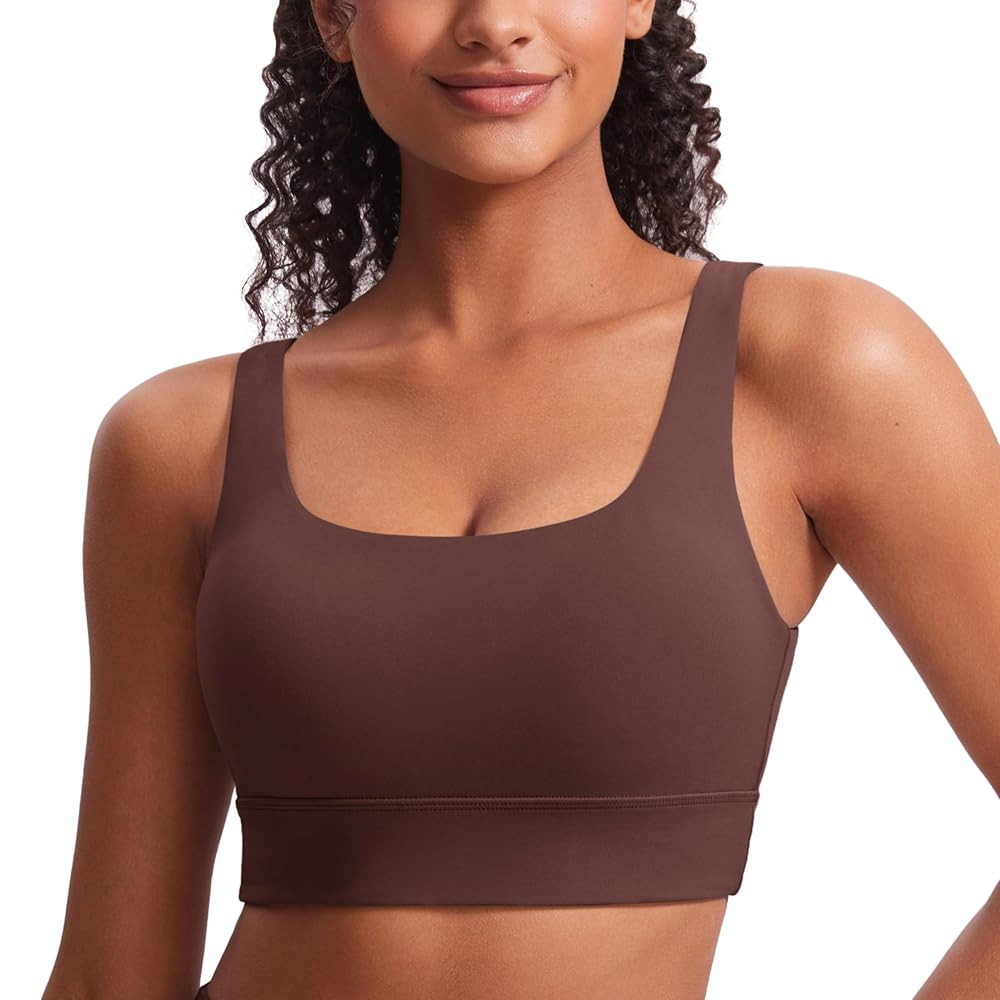CRZ YOGA Butterluxe Womens U Back Sports Bra - Scoop Neck Padded Low Impact Yoga Clothes Workout ... | Amazon (US)