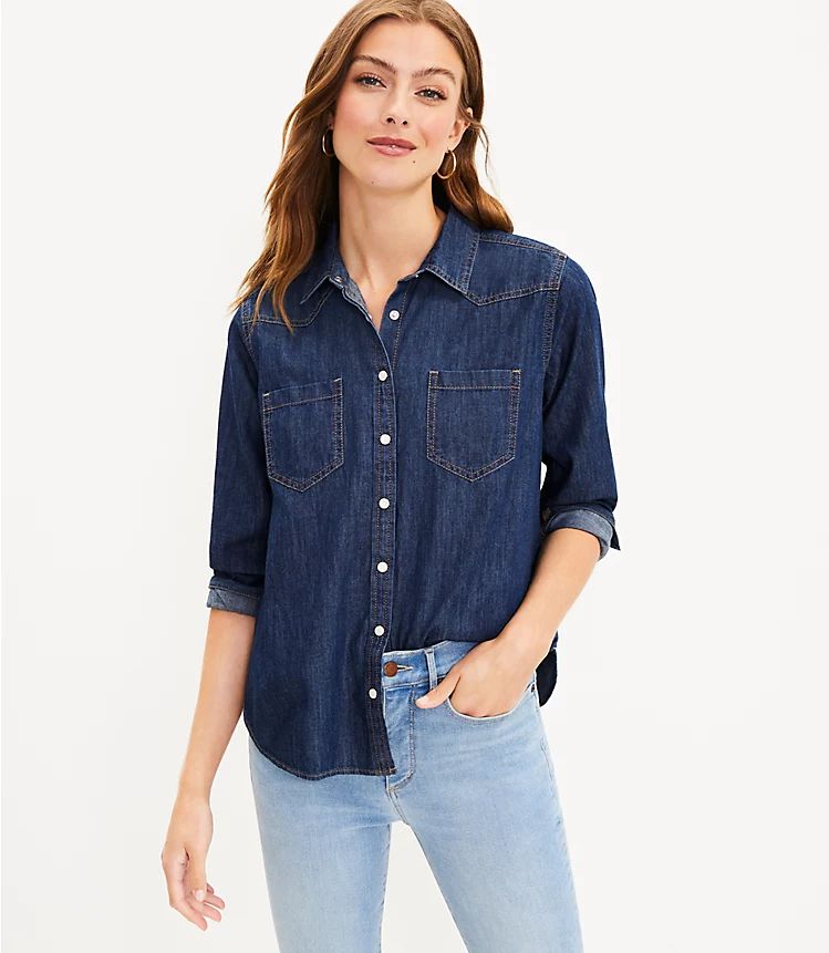 Chambray Western Shirt | LOFT