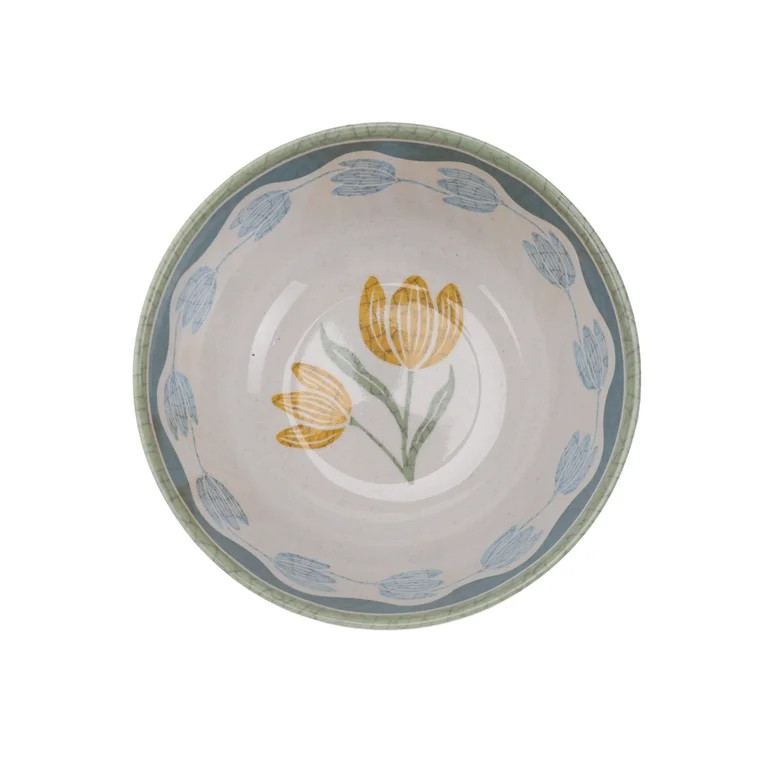 Better Homes & Gardens 12 Piece Bamboo Melamine Green Floral Dinnerware Set | Walmart (US)