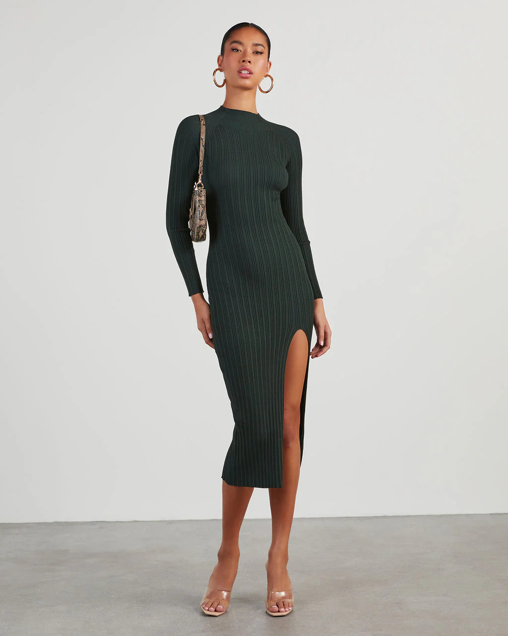 Thankful Soul Ribbed Mock Neck Midi Dress | VICI