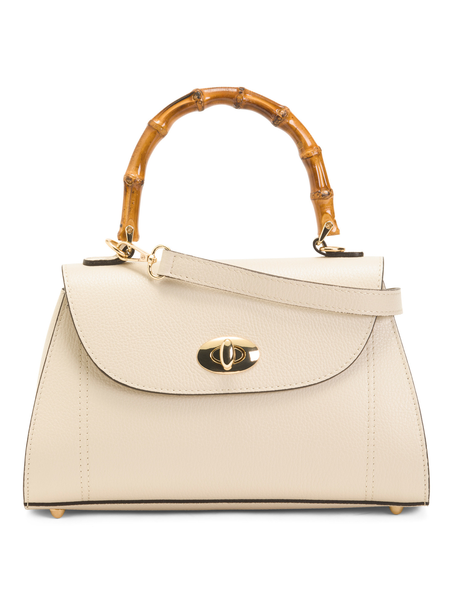 Made In Italy Leather Turn Lock Satchel | TJ Maxx