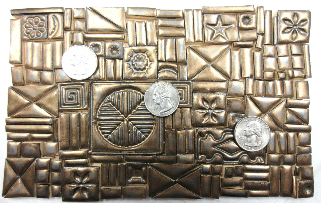 165+ Mosaic Tiles, Handmade Ceramic Craft Tiles, Assorted Shapes - Textures and Sizes, Old Gold M... | Etsy (US)