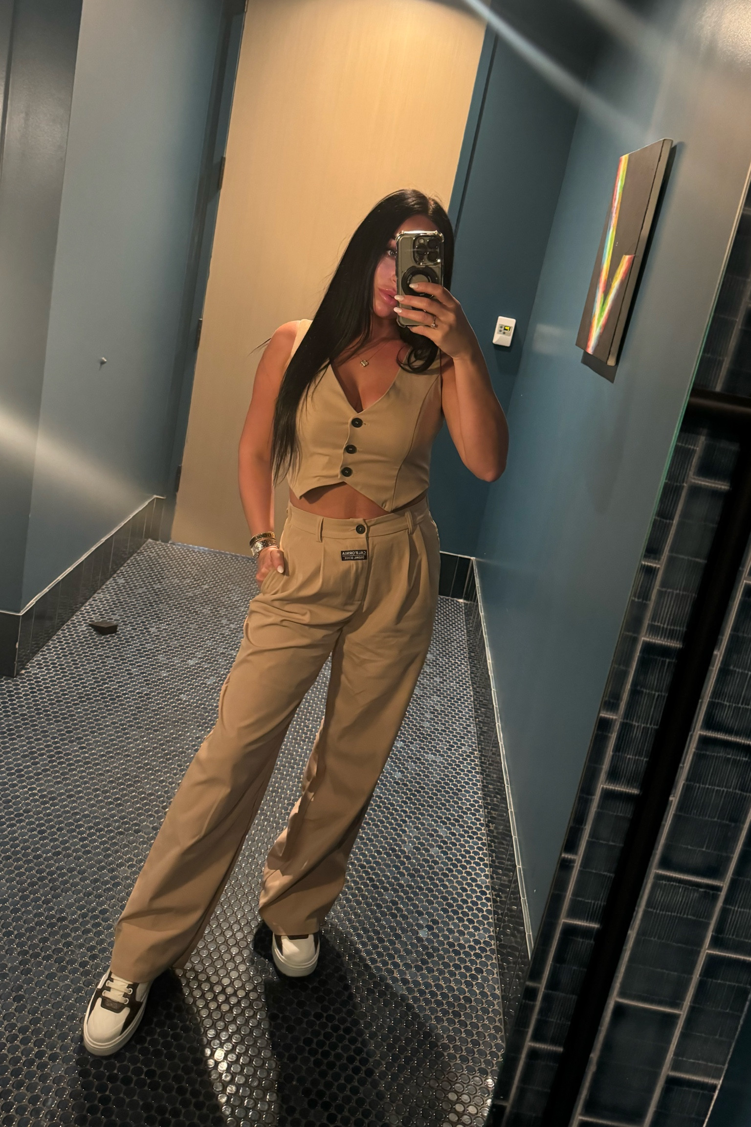 Super cute and comfortable Super Cute Comfortable Set
This outfit is both stylish and comfortable, making it perfect for travel. It's made from a soft, breathable fabric that is wrinkle-resistant, so you can pack it without worrying about creases.
Classy Elegant Look has a nice elastic band so it's a stretchy fit if need be.
The set offers a classy, elegant vibe suitable for various occasions. Pair it with trendy sneakers as I did with these beautiful lv’s for a casual look or elevate it with heels for a more sophisticated outfit.