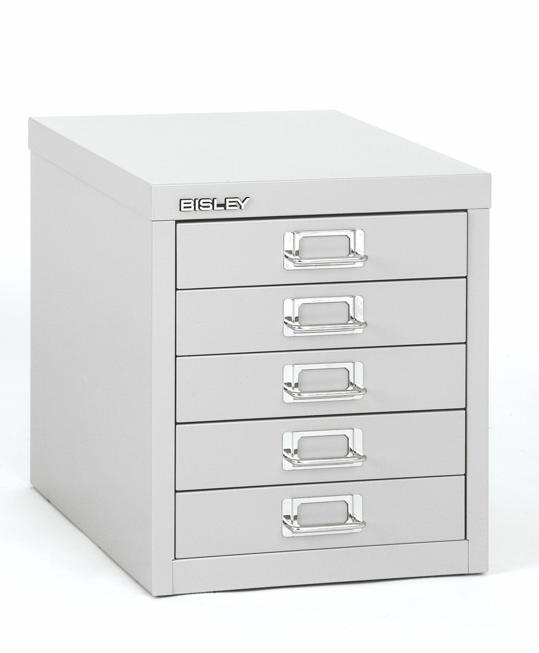 Bisley 5-Drawer Steel MultiDrawer Cabinet - Light Grey, Chrome Pull Handles with Label Holders, P... | Amazon (US)