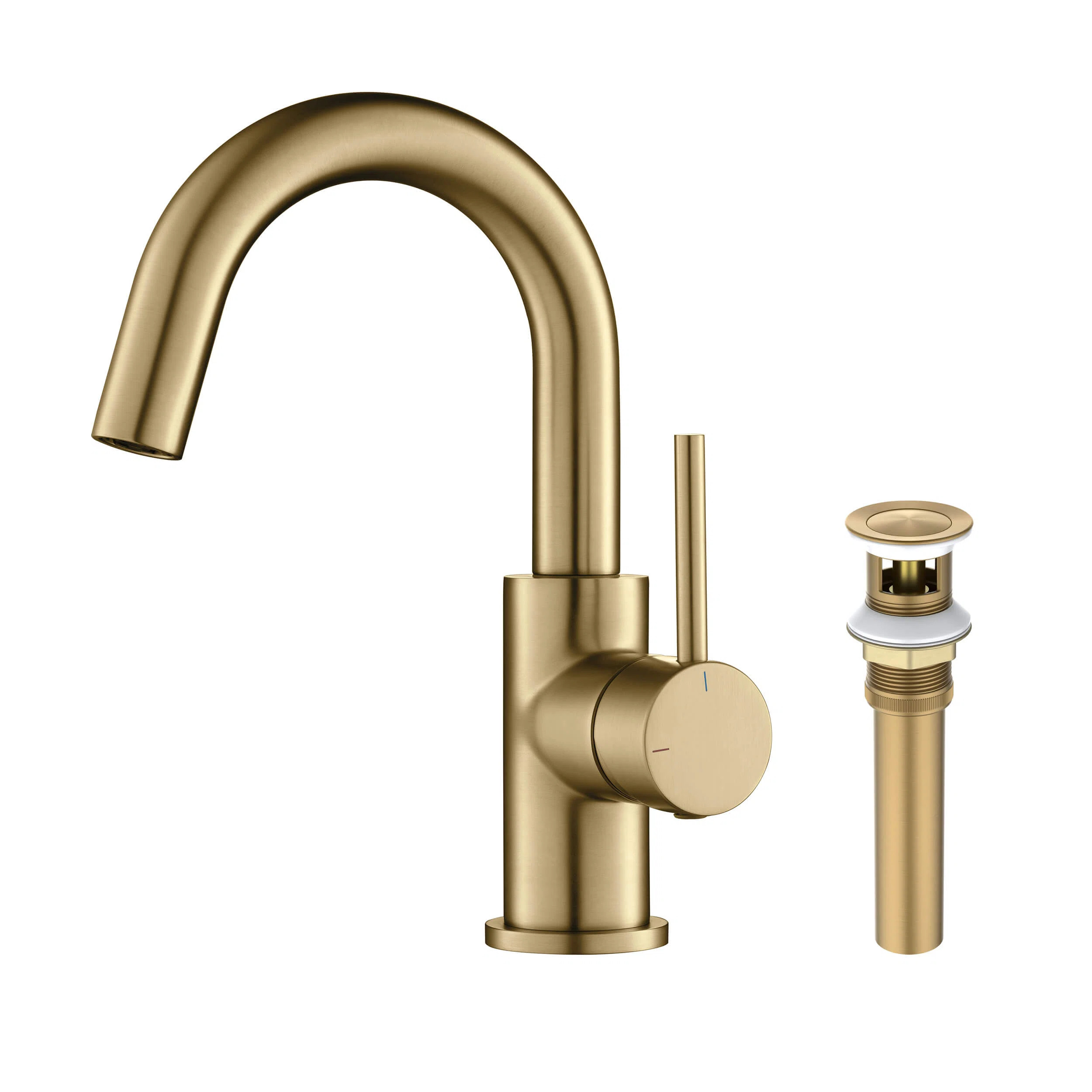 Circular Single Hole Bathroom Faucet with Drain Assembly C-KBF1021BB | Wayfair North America