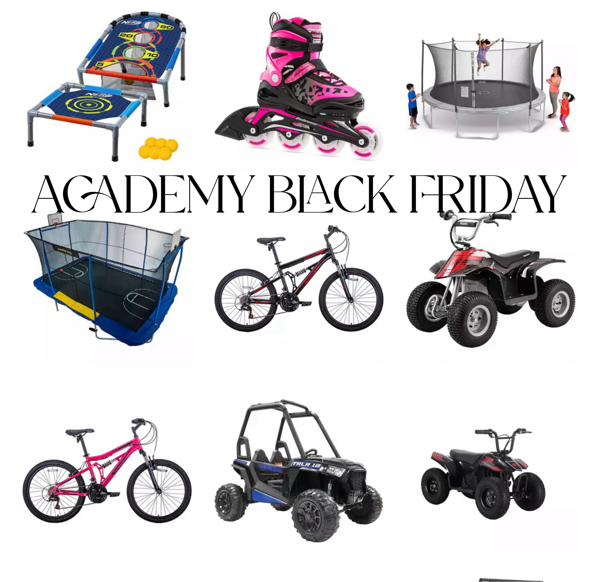 Academy Black Friday deals! Several outside toys on sale! #academy #blackfriday #outdoortoys #giftguide #christmaslist #kidsgifts #bikes #rollerblades #trampoline 

#LTKGiftGuide #LTKHoliday #LTKCyberWeek