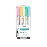 Zebra Pen Mildliner Double Ended Highlighter Set, Broad and Fine Point Tips, Assorted Fluorescent Ink Colors, 5-Pack | Amazon (US)