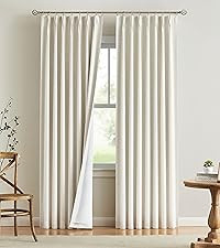 Vision Home Natural Pinch Pleated Semi Sheer Curtains Textured Linen Blended Light Filtering Wind... | Amazon (US)