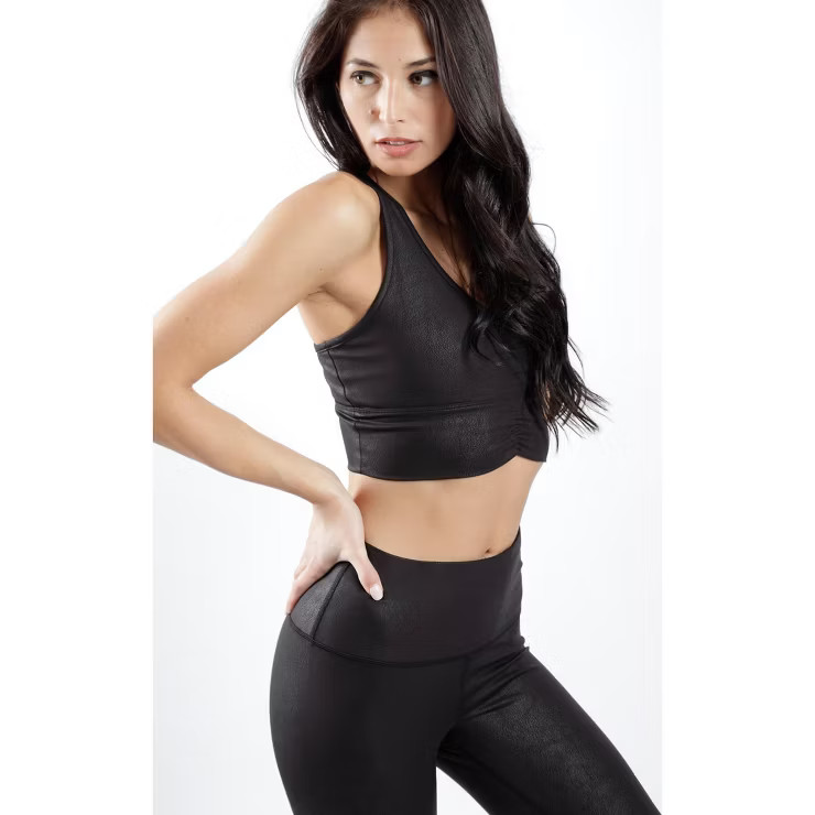 90 Degree By Reflex - Women's Vintage Lux Cracked Faux Leather Racerback Bra | Target