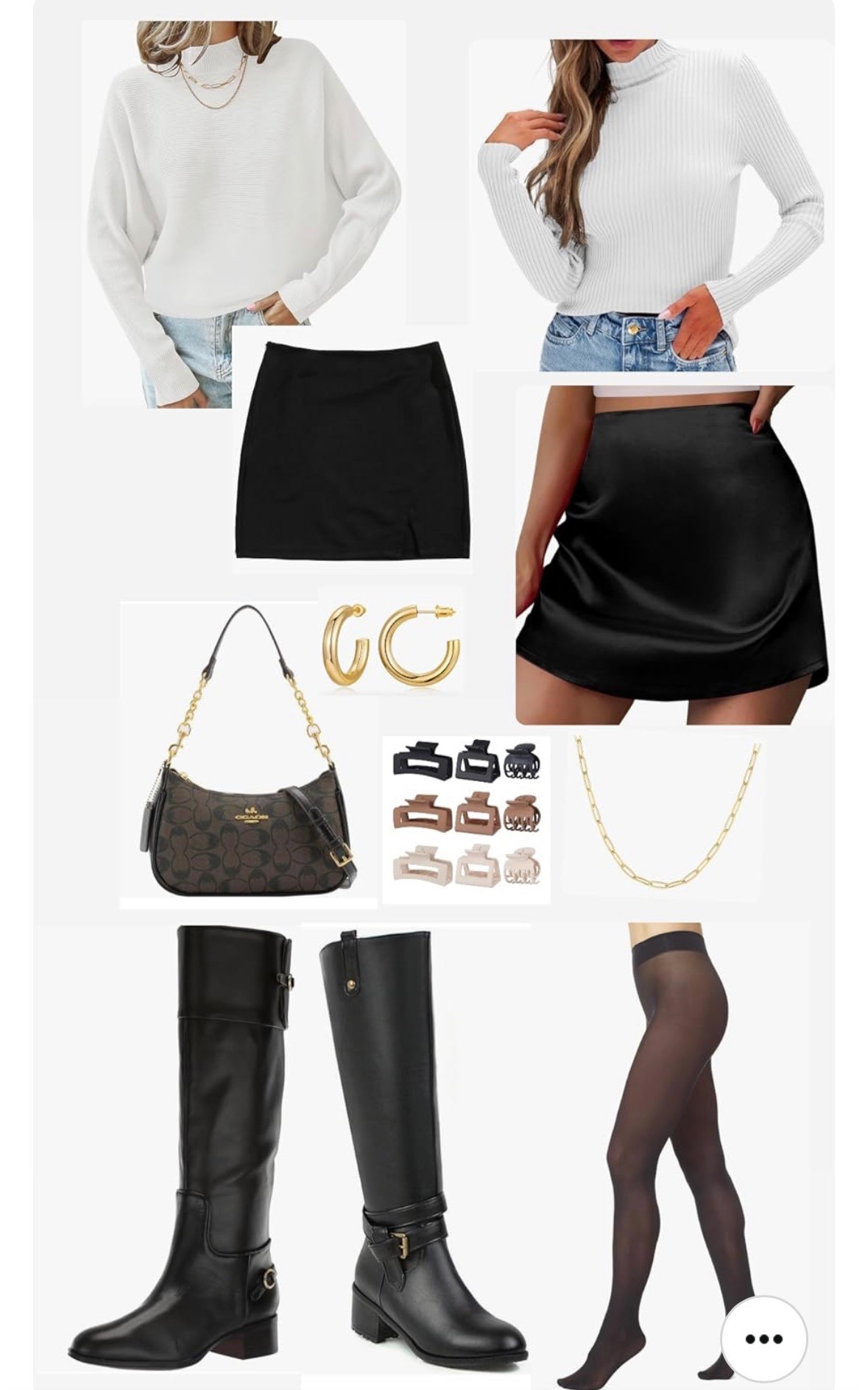 Fall outfit Inspo for this fall/winter season for thanksgiving or holiday events! Casual fall outfits! 

Fall fashion inspo on Amazon — chic monochrome outfits, white ribbed turtlenecks, cozy knit sweaters, black mini skirts, satin slip skirts, sheer tights, tall black riding boots, structured shoulder bags, gold hoop earrings, layered chain necklaces, neutral hair claw clips, minimalist accessories, timeless fall staples, elevated basics, effortless street style, polished autumn looks.




#LTKCyberWeek #LTKootd #LTKStyleTip