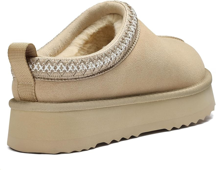 KIDMI Genuine Suede Platform Slippers for Women Fuzzy Winter Warm Shoes Indoor Outdoor | Amazon (US)