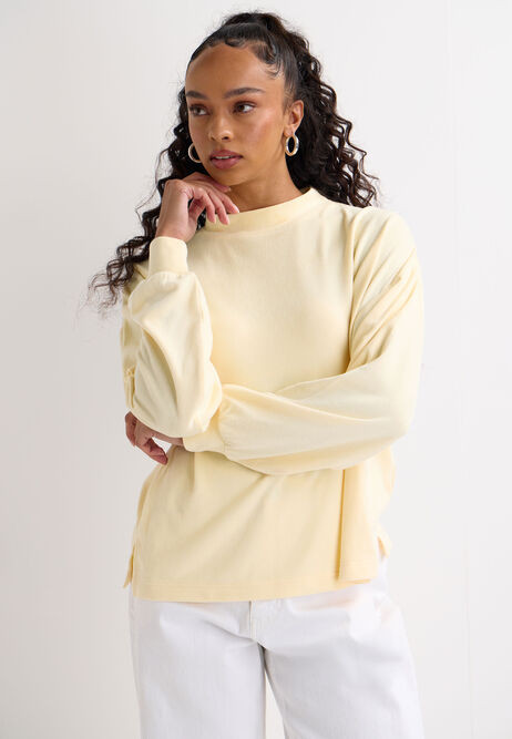 Womens Yellow Cosy Relaxed Plain Top | Peacocks