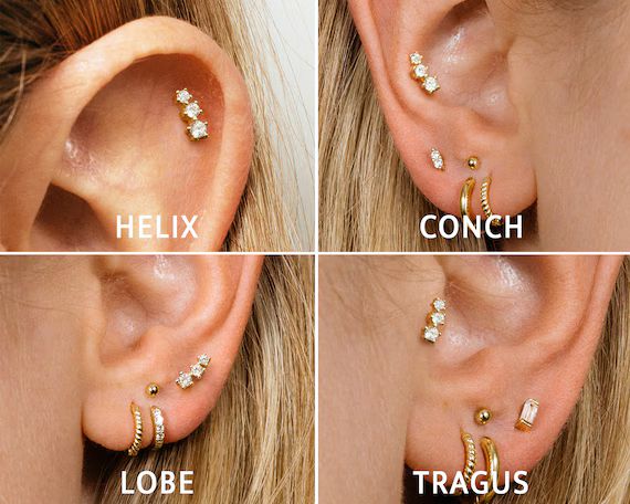 18G Tiny Climber Cartilage Screw Back Stud Earrings  CZ | Etsy | Etsy (US)
