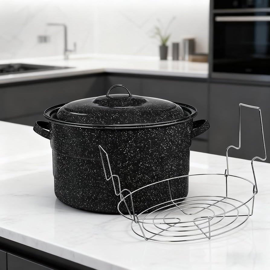 21.5 Quart Large Water Bath Canner - Enamel Canning Pot with Included Canning Rack | Spacious Des... | Amazon (US)