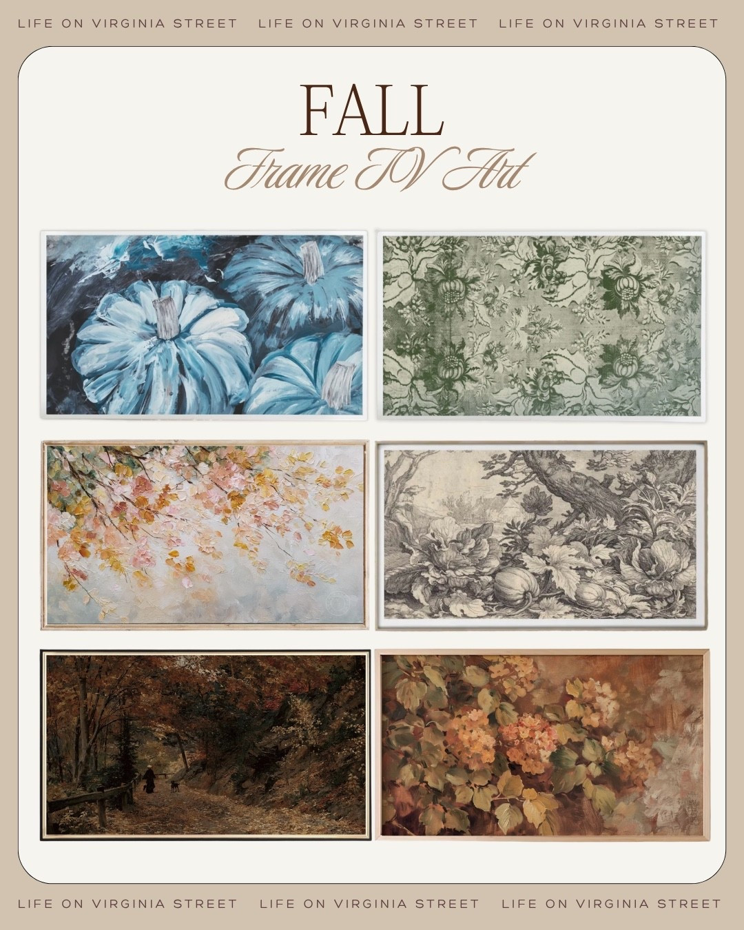 Fall frame TV art ❤️

fall frame tv art, fall frame TV artwork, autumn frame tv art, fall Samsung Frame art, autumn Samsung Frame art, fall digital art, autumn digital art, fall TV art, autumn TV art, seasonal frame tv art, fall landscape art, autumn landscape art, vintage fall landscape, vintage autumn landscape, fall landscape painting, autumn landscape painting, vintage landscape painting, moody fall landscape, moody autumn art, pastoral fall landscape, countryside fall art, fall countryside painting, autumn countryside art, fall forest art, autumn forest painting, fall tree art, autumn foliage art, fall foliage painting, fall botanical art, autumn botanical art, fall floral art, vintage botanical art, fall still life, autumn still life, vintage fall still life, fall oil painting, autumn oil painting, vintage oil painting, impressionist fall art, antique inspired art, vintage inspired art, heirloom style art, old world artwork, European landscape art, English countryside art, English country decor, traditional landscape art, classic landscape art, equestrian art, hunting scene art, pastoral art, muted landscape art, warm neutral art, moody wall art, brown landscape art, burgundy wall art, olive green art, rust wall art, amber wall art, earthy wall art, fall color palette, autumn color palette, warm fall colors, moody fall colors, cozy fall home, elevated fall decor, timeless fall decor, traditional fall decor, vintage fall decor, moody fall decor, New Traditional decor, English country decor, Ralph Lauren Home inspired, McGee and Co inspired, Amber Interiors inspired, Pottery Barn inspired, Arhaus inspired, designer inspired fall decor, fall living room art, fall mantel art, fireplace art, seasonal wall art, digital download art, instant download art, 16:9 digital art, 4K frame TV art, fall home inspiration, autumn home decor

#LTKHome #LTKSeasonal