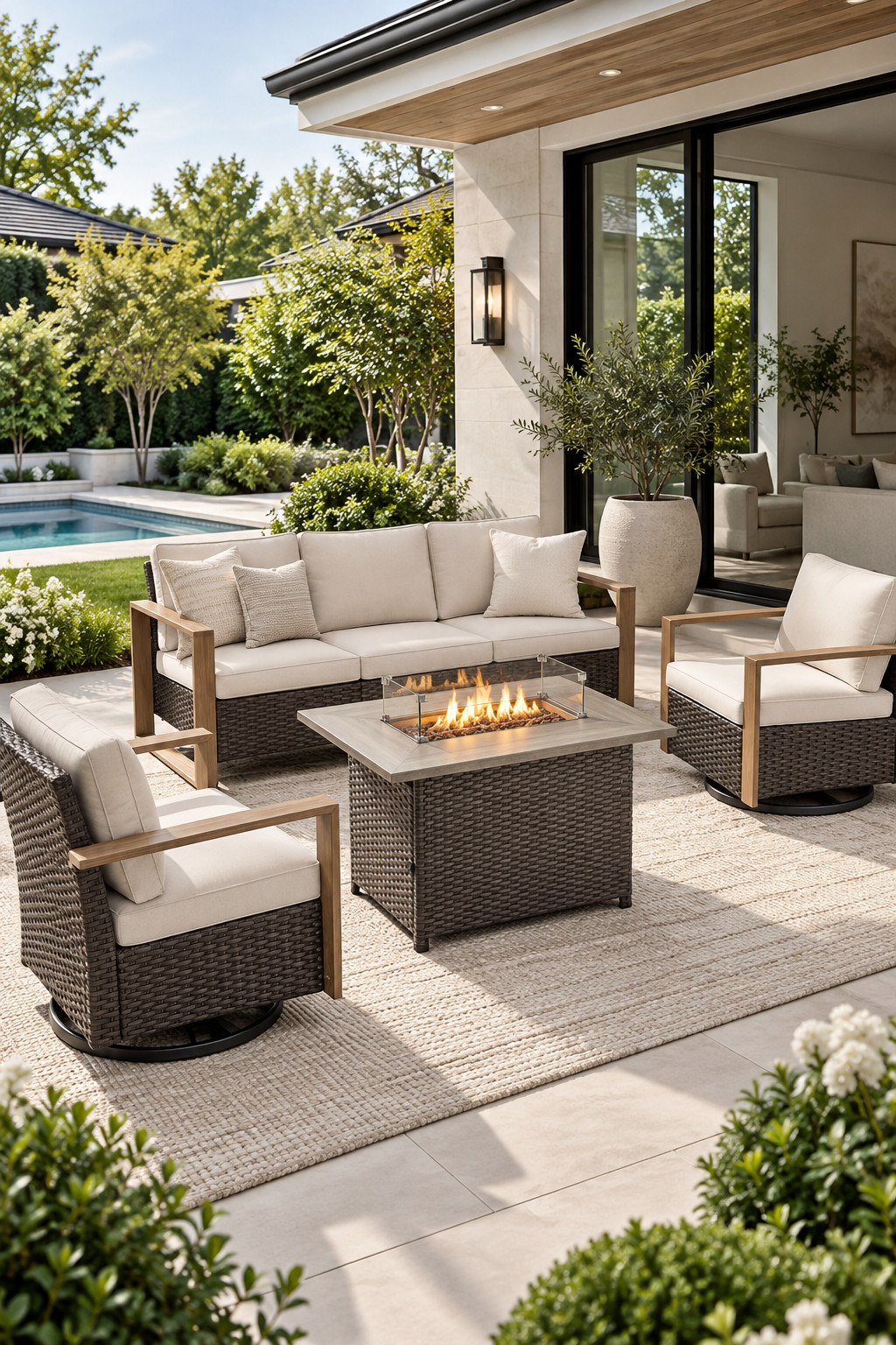 Honestly obsessed with how cozy these outdoor furniture sets look for fall 🍁 Wayfair’s Big Furniture Sale has some really pretty conversation sets with fire pit tables up to 50% off, and they feel perfect for turning a plain patio into an actual hangout spot. #WayfairFinds #WayfairSale #PatioFurniture #OutdoorConversationSet #FirePitFurniture #OutdoorLivingSpace #FallDecor #BackyardInspo #PatioInspo #CozyPatio #OutdoorHosting #FallMustHaves #FurnitureSale #HomeFinds #UpTo50Off 

 #LTKSeasonal #LTKHome #LTKSaleAlert