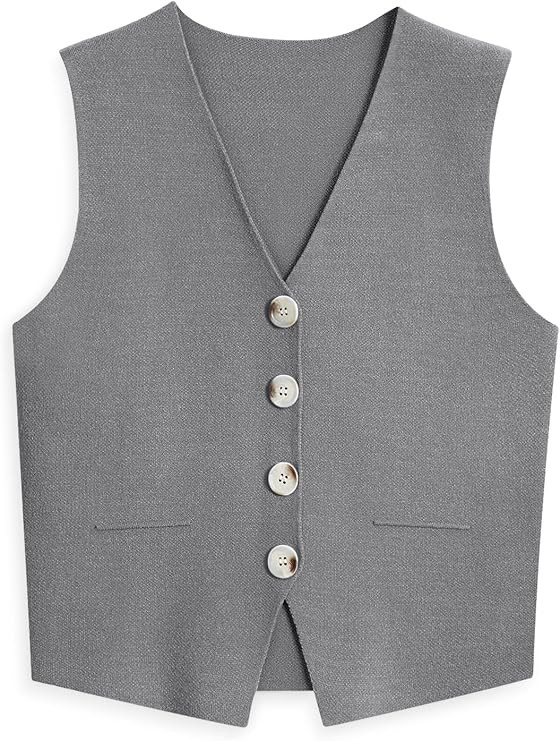 LILLUSORY Sweater Vest Women Dressy Button Up Sweater Tank Tops 2024 Knit Work Business Casual Ou... | Amazon (US)
