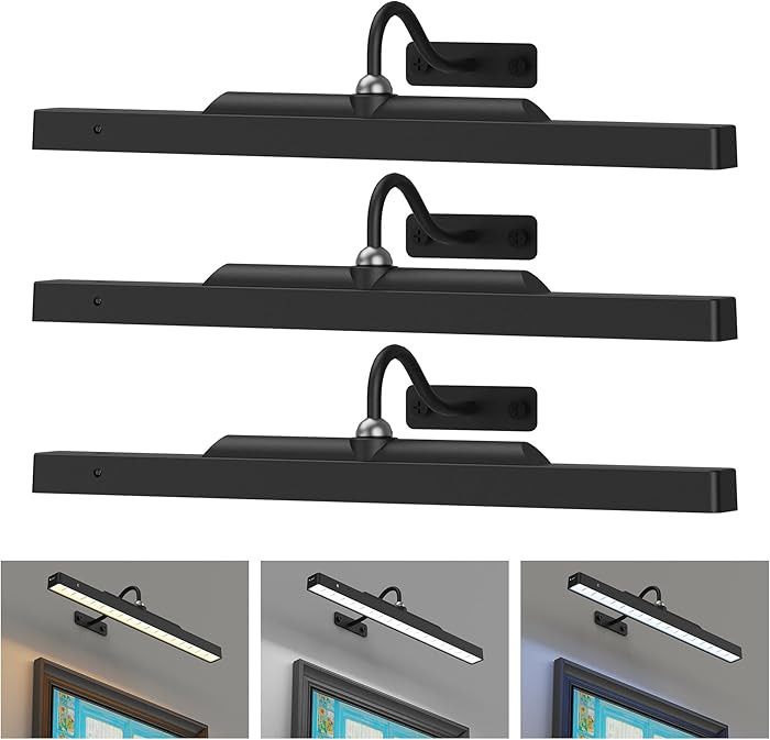 3Pack Picture Light Battery Operated, 16in Picture Light for Wall, 5000mAh Cordless Wall Lights w... | Amazon (US)