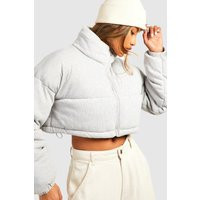 Womens Knitted Crop Puffer Jacket - Grey - 4 | boohoo (US & Canada)