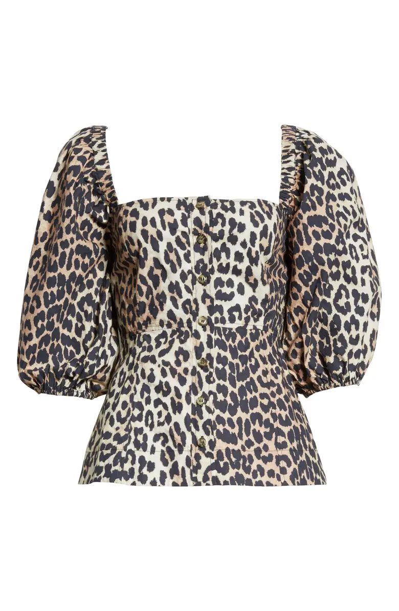 Leopard Print Puff Sleeve Blouse | Nordstrom