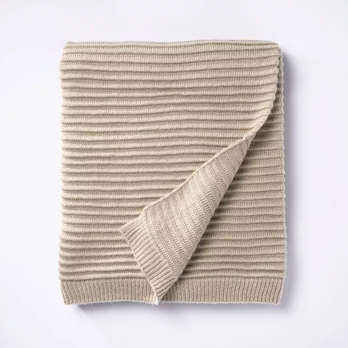 Rib Knit Throw Blanket Neutral - Threshold&#8482; designed with Studio McGee | Target