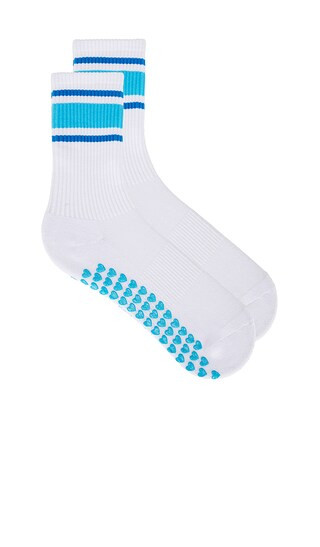 Multi Stripe Grip Sock in White & Baby Blue Multi Stripe | Revolve Clothing (Global)