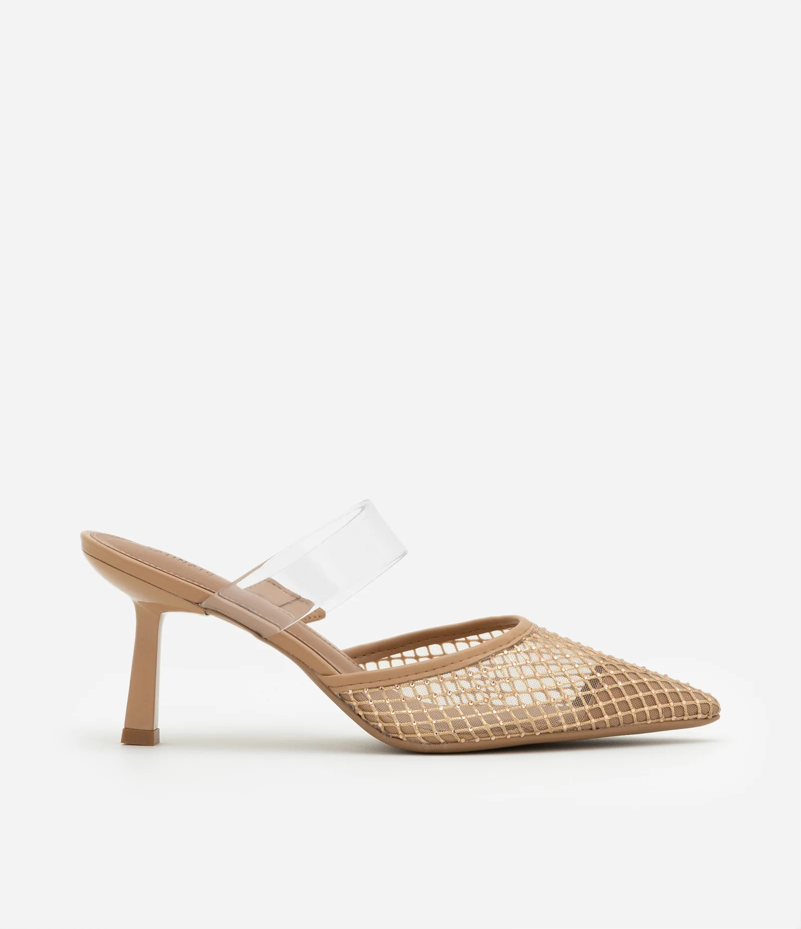 Sapato Scarpin mule com Tela de Strass Bege - Lojas Renner | Renner (BR)