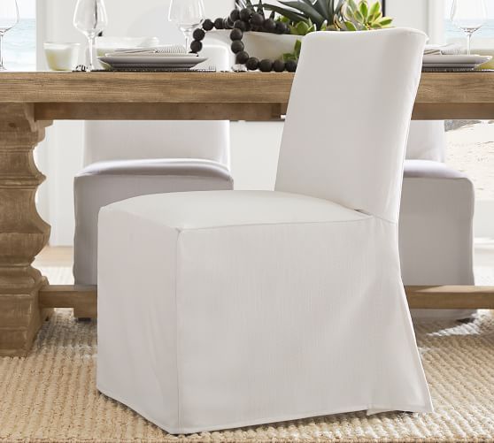 Classic Long Slipcovered Dining Chair | Pottery Barn (US)