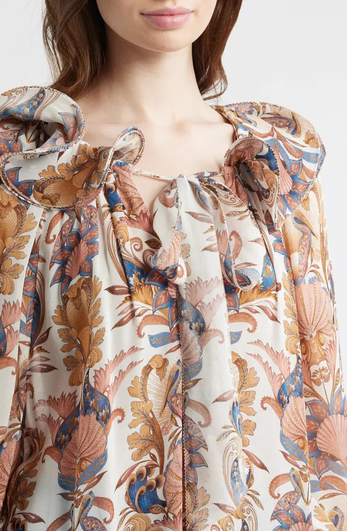 Sea Garden Tie Neck Top | Nordstrom